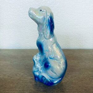 Vintage Pearlescent Dog & Puppy Figurine